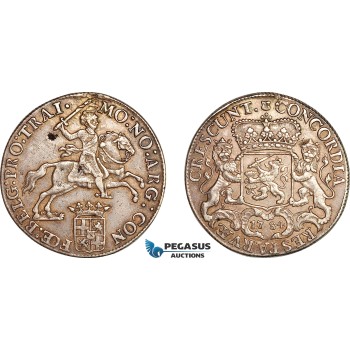 AL786, Netherlands, Utrecht, "Silver Rider" Ducaton 1784, Silver (32.2g) Ex. Mount, flan flaw, XF