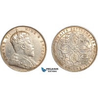 AL789, Straits Settlements, Edward VII, 1 Dollar 1907 H, Heaton Mint, Silver, Lightly cleaned, AU