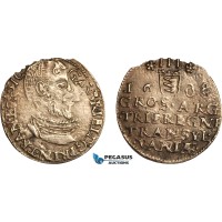 AL790, Transylvania, Gabriel Bathory, 3 Groschen 1608, Silver (1.57g) Flan flaw, XF
