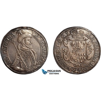 AL791, Transylvania, Georg Rakoczi II, Taler 1649­ NB, Nagybanya (Baia Mare) Mint, Silver (28.77g) Dav. 4743, Repaired, Toned, VF-XF, Rare!