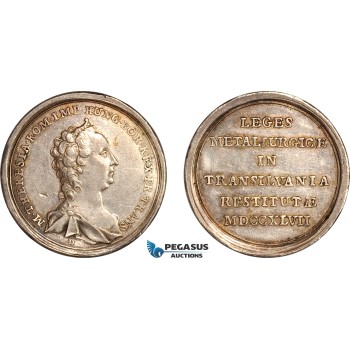 AL794, Transylvania, Maria Theresia, Silver Medal 1747 (6.60g) Improvement of the coinage system in Transylvania, XF-AU