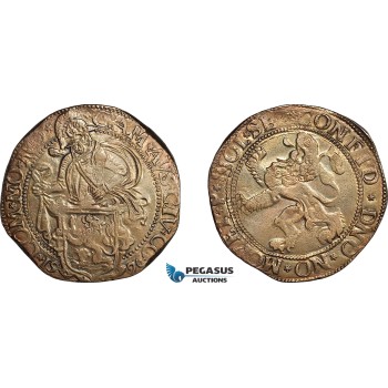 AL798, Italy, Corregio, Camillo D'Austria, Tallero da 70 Soldi (Imitation of a Dutch Leeuwendaalder),  1576 ( Struck between 1597-1605) Silver, (28.36g), Dav-8268, Old cabinet toning, Extremely Rare type and condition, AU-UNC