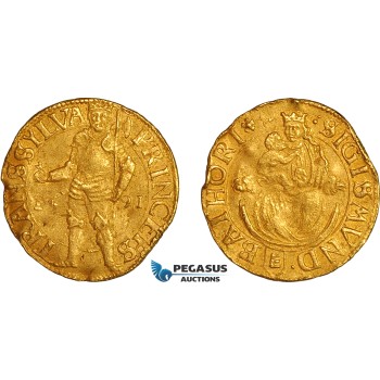 AL799, Transylvania (Siebenbürgen), Sigismund Bathory, Ducat 1591, Nagybanya (Baia Mare) Mint, Gold (3.50g) Edge bumps, XF