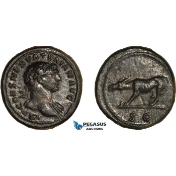 AL804, Roman Empire, Trajan, Æ Semis (3.22g) ca. 109 BC, Rome Mint, RIC 692, Smoothing, EF