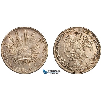 AL805, Mexico, 8 Reales 1892 Go PJ, Guanajuato Mint, Silver, Graffiti, Toned, AU