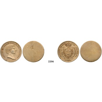 05.05.2013, Auction 2/2206. Sweden, Patterns & Trial strikes, Karl XIV Johan, 1818­-1844, Pair of uniface strikes of 4 Dukat 1839­A/G, Stockholm (SM 3) Gild, Unknown metal