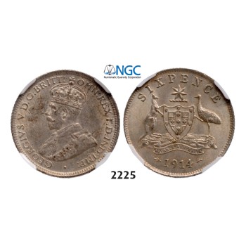 05.05.2013, Auction 2/2225. Australia, George V, 1910-­1936, Sixpence, 1914, London, Silver, NGC MS63