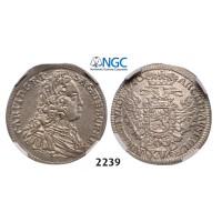 05.05.2013, Auction 2/2239. Austria, Charles VI, 1711-­1740, 15 Kreuzer 1740, Prague, Silver, NGC AU55