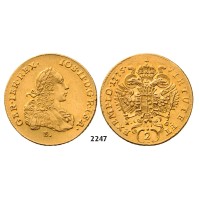 05.05.2013, Auction 2/2247. Austria, Joseph II. as co­regent, 1765-­1780, 2 Ducats 1775­-E/HG, Karlsburg, GOLD