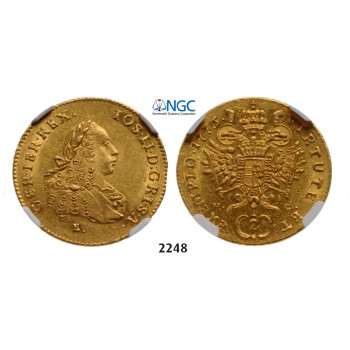 05.05.2013, Auction 2/ 2248. Austria, Joseph II. as co­regent, 1765-­1780, 2 Ducats 1776-­E/HG, Karlsburg, GOLD, NGC MS61 2 Ducats 1776­-E/HG, Karlsburg, GOLD (6.98g