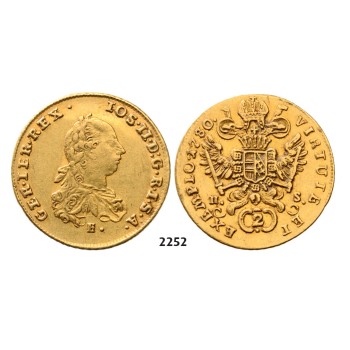 05.05.2013, Auction 2/ 2252. Austria, Joseph II. as co­regent, 1765-­1780, 2 Ducats 1780­-E/HS, Karlsburg, GOLD