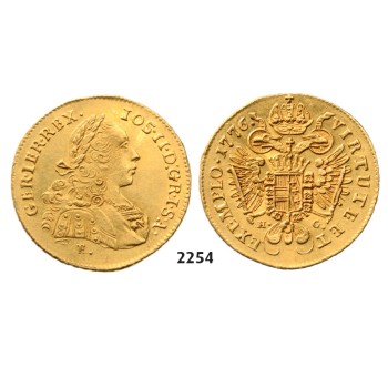 05.05.2013, Auction 2/2254. Austria, Joseph II. as co­regent, 1765-­1780, Ducat 1776­-E/HG, Karlsburg, GOLD