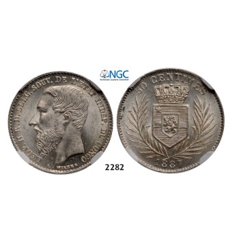05.05.2013, Auction 2/2282. Belgian Congo, Leopold II, 1865­-1909, 50 Centimes 1887, Brussels, Silver, NGC MS64