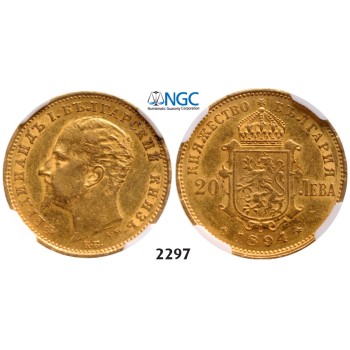 05.05.2013, Auction 2/ 2297. Bulgaria, Ferdinand I, 1887-­1918, 20 Leva 1894-­KБ, Kremnica, GOLD, NGC AU53