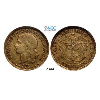 05.05.2013, Auction 2/ 2344. Colombia, Confederation, 1819­-, 10 Pesos 1876/5, Medellin, GOLD, NGC VF35
