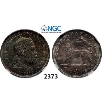 05.05.2013, Auction 2/ 2373. Ethiopia, Menellik II, 1889-­1913, ¼ Birr EE1889-­A, Paris, Silver , NGC MS62