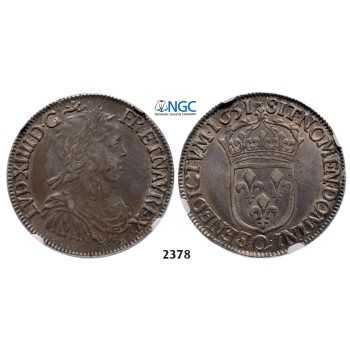 05.05.2013, Auction 2/ 2378. France, Louis XIV, 1643­-1715, ½ Ecu 1651­-Q, Narbonne, Silver , NGC XF45