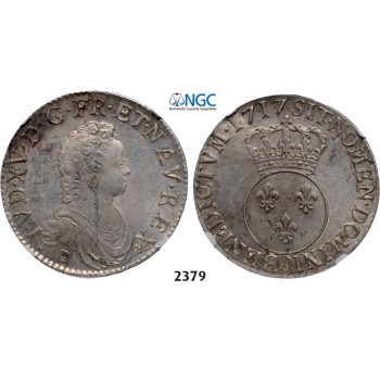 05.05.2013, Auction 2/2379. France, Louis XV, 1715-­1774, Ecu 1717 9 Rennes, Silver, NGC MS62