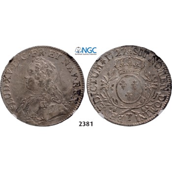 05.05.2013, Auction 2/2381. France, Louis XV, 1715-­1774, Ecu 1727­-T, Nantes, Silver, NGC AU