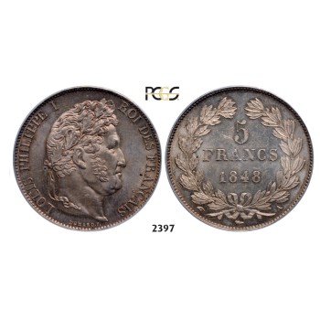 05.05.2013, Auction 2/2397. France, Louis Philippe, 1830-­1848, 5 Francs 1848­-A, Paris, Silver, PCGS MS64