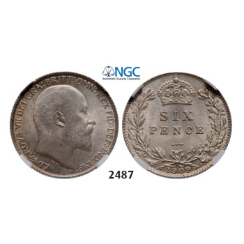 05.05.2013, Auction 2/2487. Great Britain, Edward VII, 1901-­1910, 6 Pence 1909, London, Silver, NGC MS65