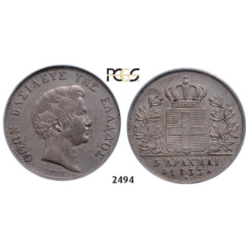 05.05.2013, Auction 2/2494. Greece, Othon, 1832­-1862, 5 Drachmai 1833­-A, Paris, Silver, PCGS AU50