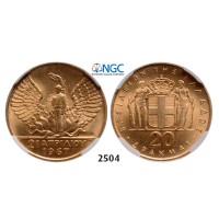 05.05.2013, Auction 2/2504. Greece, Constantine II, 1964­-1973, 20 Drachmai, No Date (1970) GOLD , NGC MS65