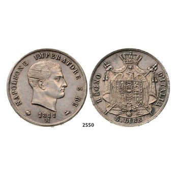 05.05.2013, Auction 2/2550. Italy, Kingdom of Napoleon, Napoleon I, 1804-­1814, 5 Lire 1811­-M, Milan, Silver