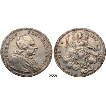 05.05.2013, Auction 2/ 2559. Italy, Papal States, Benedict XIV, 1740­-1758, Scudo, Year 14 (1753) Silver