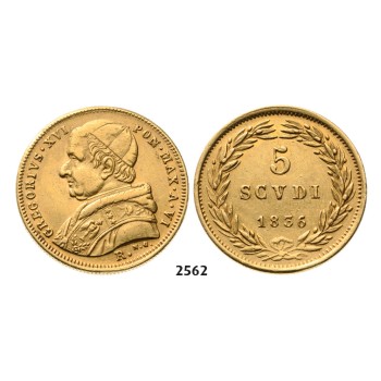 05.05.2013, Auction 2/2562. Italy, Papal States, Gregory XVI, 1831­-1846, 5 Scudi 1836 (VI) R, Rome, GOLD