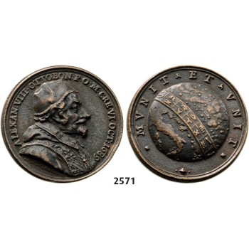 05.05.2013, Auction 2/2571. Italy, Medals, Alexander VIII, 1610-­1689-­1691, Cast medal, No Date signed by Giovanni Hamerani, Bronze