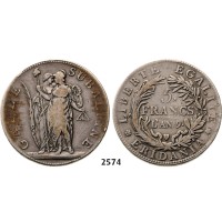 05.05.2013, Auction 2/2574. Italy, Piedmont Republic, 5 Francs L'An 9 (1801) Turin, Silver