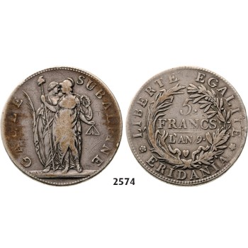 05.05.2013, Auction 2/2574. Italy, Piedmont Republic, 5 Francs LAn 9 (1801) Turin, Silver