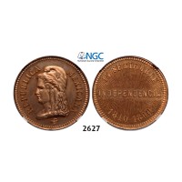 05.05.2013, Auction 2/2627. Mexico, Second Republic, 1867­-1905, 2 Centavos 1890, Copper. Independencia, NGC MS64RD