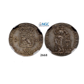 05.05.2013, Auction 2/2668. Netherlands, Netherlands West Indies, ¼ Gulden 1794, Utrecht, Silver, NGC AU55