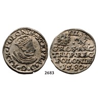 05.05.2013, Auction 2/2683. Poland, Stefan Bathory, 1575­-1586, 3 Groschen (Trojak)1580, Olkusz, Silver