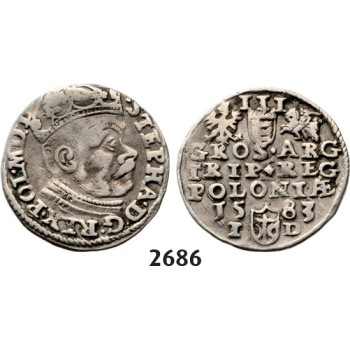 05.05.2013, Auction 2/2686. Poland, Stefan Bathory, 1575­-1586, 3 Groschen (Trojak)1583-­I/D, Olkusz, Silver