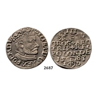 05.05.2013, Auction 2/2687. Poland, Stefan Bathory, 1575­-1586, 3 Groschen (Trojak) 1583-­I/D, Olkusz, Silver