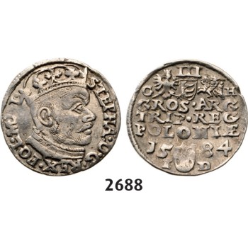 05.05.2013, Auction 2/2688. Poland, Stefan Bathory, 1575­-1586, 3 Groschen (Trojak) 1584-­I/D, Olkusz, Silver