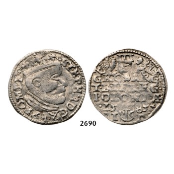 05.05.2013, Auction 2/2690. Poland, Stefan Bathory, 1575­-1586, 3 Groschen (Trojak) 1585­-N­H/I­D, Olkusz, Silver