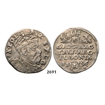 05.05.2013, Auction 2/2691. Poland, Stefan Bathory, 1575­-1586, 3 Groschen (Trojak) 1585, Poznan (Posen) Silver