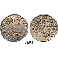 05.05.2013, Auction 2/2692. Poland, Stefan Bathory, 1575­-1586, 3 Groschen (Trojak) 1586­-I/D, Olkusz, Silver