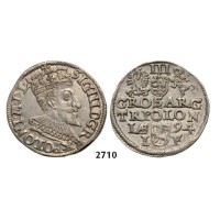 05.05.2013, Auction 2/2710. Poland, Sigismund III. Vasa, 1587­-1632, 3 Groschen (Trojak) 1594­-I/F, Olkusz, Silver