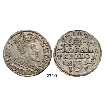 05.05.2013, Auction 2/2710. Poland, Sigismund III. Vasa, 1587­-1632, 3 Groschen (Trojak) 1594­-I/F, Olkusz, Silver