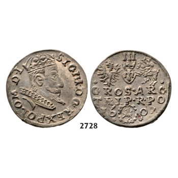 05.05.2013, Auction 2/2728. Poland, Sigismund III. Vasa, 1587­-1632, 3 Groschen (Trojak) 1607, Cracow, Silver