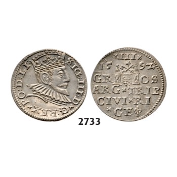 05.05.2013, Auction 2/2733. Poland, For Lithuania, 3 Groschen (Trojak) 1592, Riga, Silver