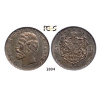 05.05.2013, Auction 2/2804. Romania, Carol I, 1866­-1914,50 Lei, 5 Lei 1880-­B, Bucharest, Silver, PCGS AU55
