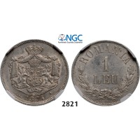 05.05.2013, Auction 2/2821. Romania, Carol I, 1866­-1914, Leu 1874, Brussels, Silve, NGC AU58