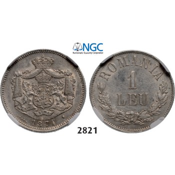 05.05.2013, Auction 2/2821. Romania, Carol I, 1866­-1914, Leu 1874, Brussels, Silve, NGC AU58