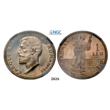 05.05.2013, Auction 2/2826. Romania, Carol I, 1866­-1914, Leu 1910, Brussels, Silver, NGC PF64